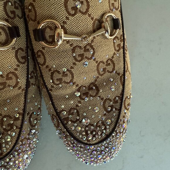 Gucci New Jordaan Crystal Embellished Horsebit Loafer - Picture 5 of 9